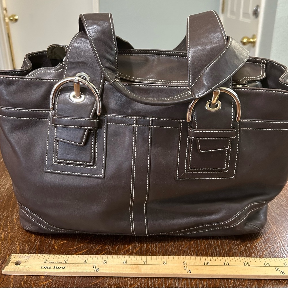 Coach Chocolate Brown Leather Large Tote Bag F10912